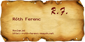 Róth Ferenc névjegykártya